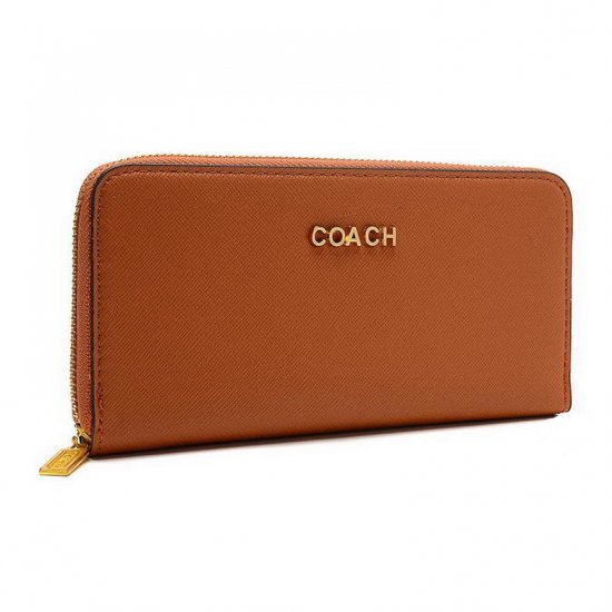 Coach Accordion Zip In Saffiano Large Brown Wallets EUR | Coach Outlet Canada - Click Image to Close
